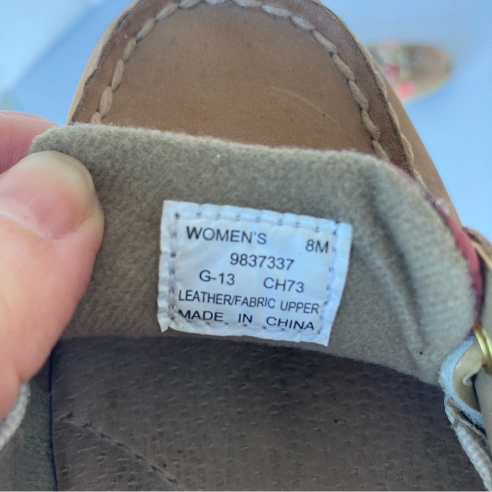 Sperry Leather Women Plaid Boat Shoes‎ Loafers Pink and Tan Size 8 - Picture 9 of 11